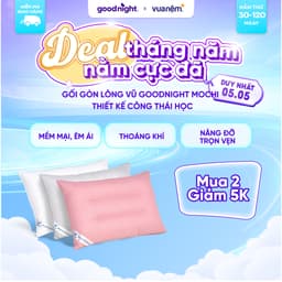 Thumbnail Gối Ngủ Goodnight Mochi 45x65cm, Gối Gòn Lông Vũ, Ruột Gối Nằm Cao Cấp Thư Giãn, Êm Ái 1