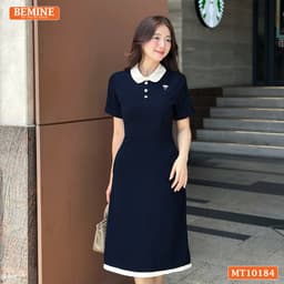 Thumbnail Đầm thiết kế BEMINE cổ sen dáng chữ A có viền phù hợp đi làm, đi chơi-MT10184 4