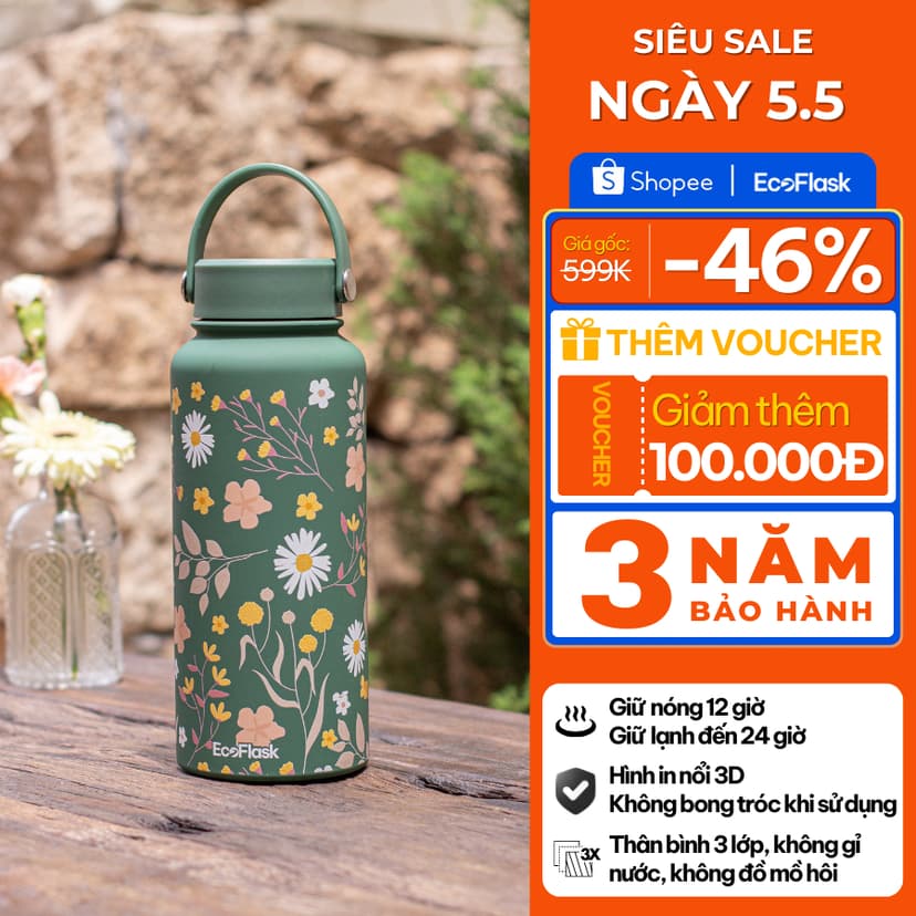 Ảnh Bình giữ nhiệt EcoFlask 1000ml/550ml thiết kế họa tiết cao cấp chính hãng, inox 304, bảo hành 3 năm 1