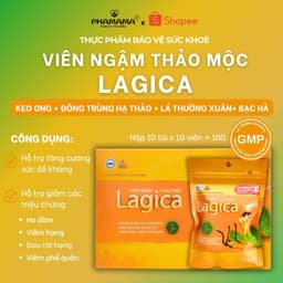 Thumbnail Viên ngậm thảo mộc Lagica làm giảm ho, giảm đau họng do viêm họng (10 viên/hộp hoặc 10 viên/túi) 1