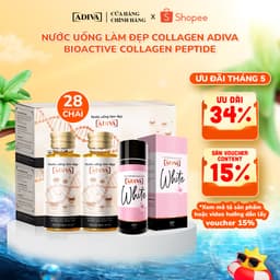 Thumbnail Combo 2 Hộp Nước Uống Làm Đẹp Collagen ADIVA (28 Chai) + 1 Hộp Viên Uống Trắng Da ADIVA White 60 Viên 1
