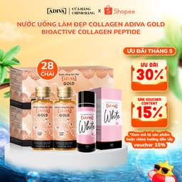 Thumbnail Combo 2 Hộp Nước Uống Làm Đẹp Collagen ADIVA Gold (28 Chai) + 1 Hộp Viên Uống Trắng Da ADIVA White 60 Viên 1