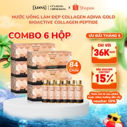 Thumbnail Combo 6 Hộp Nước Uống Làm Đẹp Collagen ADIVA Gold (84 Chai) Giúp Làn Da Giảm Nếp Nhăn Và Chống Lão Hóa 1