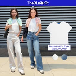 Thumbnail TheBlueTshirt - Quần jeans phom suông cạp cao ống quần đứng cho nữ - Straight A Jeans - Women 1