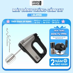 Thumbnail Máy đánh trứng Lebenlang LBL8908, trộn bột cầm tay 5 tốc độ, công suất lớn 400W, bảo hành 2 năm 1