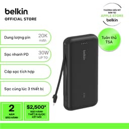 Thumbnail Pin sạc dự phòng Belkin Boost Charge 20.000 mAh, hỗ trợ sạc nhanh 30W PD, có dây sạc đầu USB-C 1