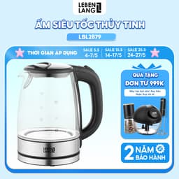 Thumbnail Ấm siêu tốc bình siêu tốc thủy tinh LEBENLANG LBL2879 1.7 lít, công suất 2200W, bảo hành trong 2 năm 1