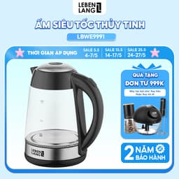 Thumbnail Ấm siêu tốc bình siêu tốc thủy tinh LEBENLANG LBWE9991, 1.7 lít, 2200W, bảo hành 2 năm - chính hãng. 1