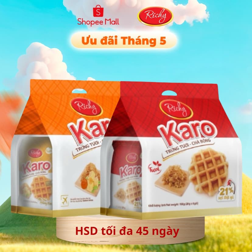 Ảnh Bánh karo Richy vị phô mai hoàng kim, trứng tươi chà bông x 6 bánh 1