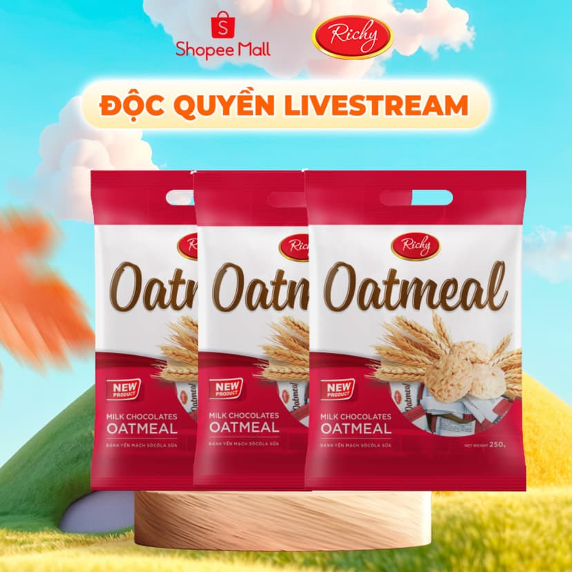 Ảnh Combo 3 túi bánh yến mạch Oatmeal Richy túi to 220g-250g 1