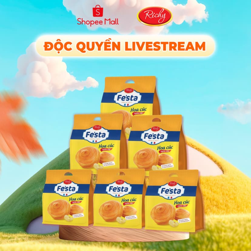 Ảnh [CÓ VỊ MỚI!!!] Combo 6 túi bánh mì hoa cúc ngàn lớp Fe'sta Richy 1