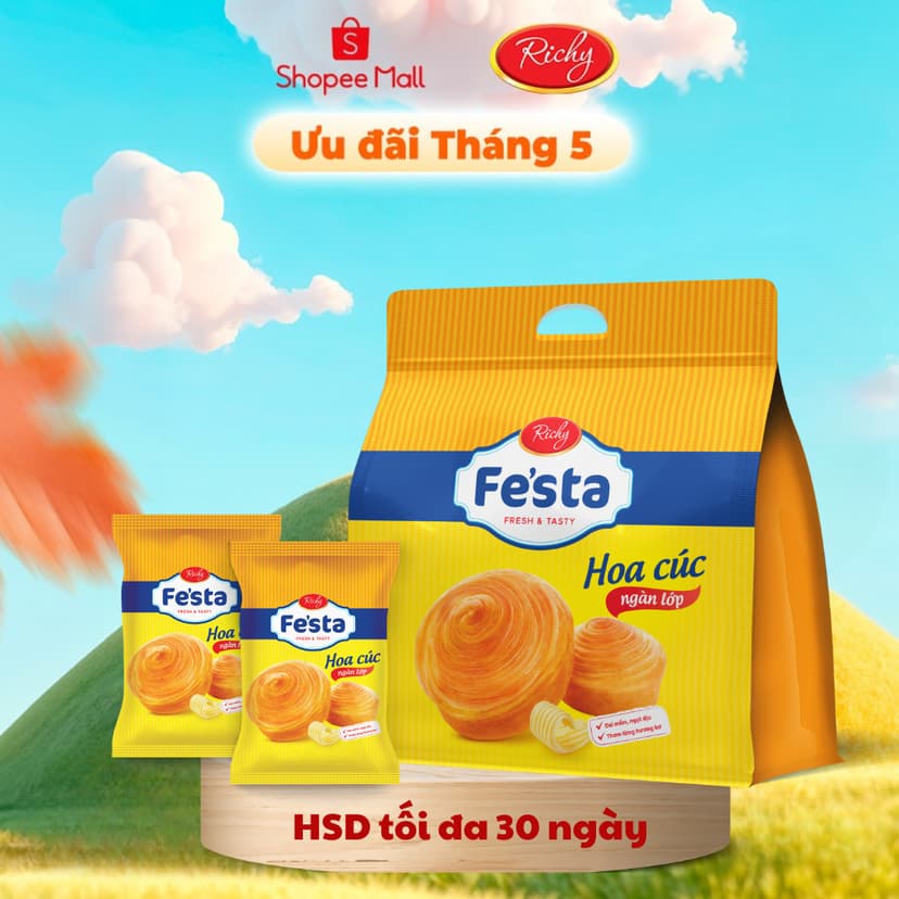 Ảnh Bánh mì hoa cúc ngàn lớp Festa Richy - HSD 30 ngày kể từ NSX 1