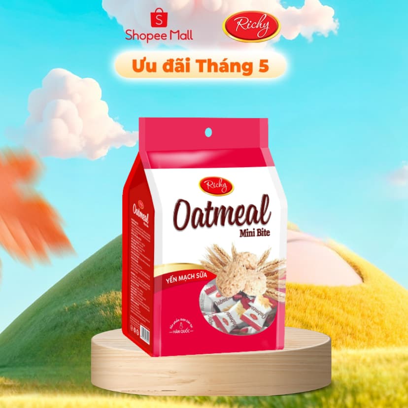 Ảnh Bánh yến mạch Oadtmeal Richy vị sữa túi 206g 1
