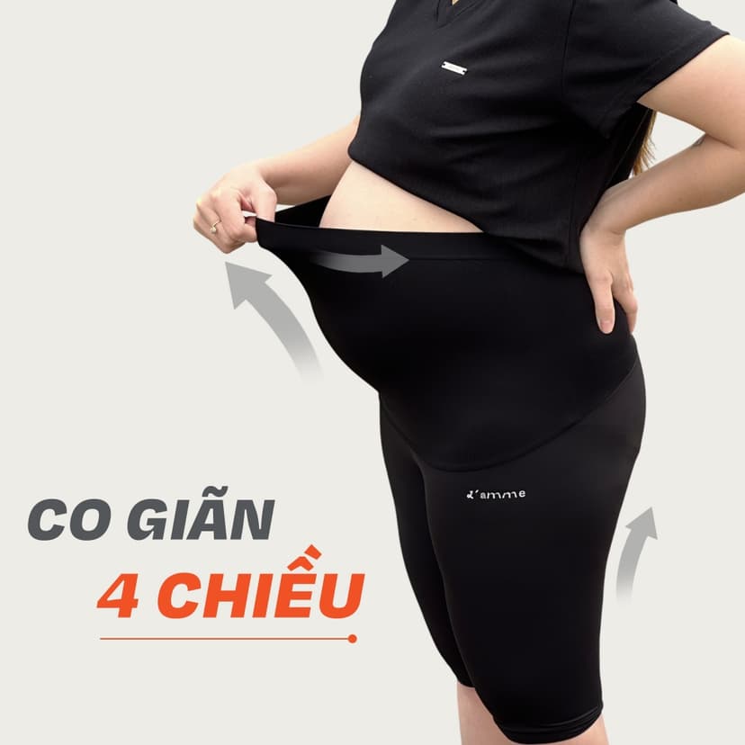 Ảnh Quần bầu Legging Coolmax chất liệu shark skin co giãn, không đường may mẹ bầu mặc thoải mái, thoáng khí BY L'AMME 3