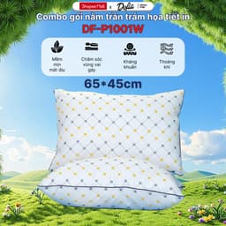 Thumbnail Combo 2 Gối ngủ Dofia khách sạn 5 sao Hilton cao cấp in họa tiết sợi bông mềm mịn - Chính hãng 1