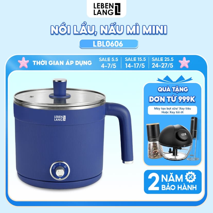 Ảnh Nồi lẩu điện đa năng Lebenlang LBL0606, dung tích 600W, dung tích 1500ml, bảo hành 2 năm- chính hãng 1