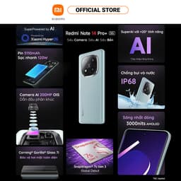 Thumbnail Điện thoại thông minh Redmi Note 14 Pro+ 5G (8+256GB) | Màn hình 6.67" | Snap 7S Gen 3 | Camera AI 200MP 3