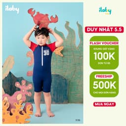 Thumbnail Đồ bơi bé trai ILABY đồ bơi cộc tay quần đùi chất liệu thun lạnh chống nước size đại 9-38kg [3136] 1
