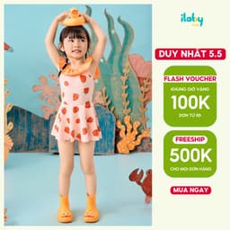 Thumbnail Bộ đồ bơi bé gái ILABY bộ swimsuit cutout lưng cho bé gái thiết kế khoét nách cổ bẻo size từ 9-38kg [3161] 1