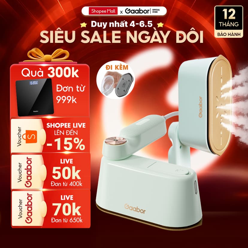 Ảnh Bàn ủi hơi nước cầm tay Gaabor HM-M01A 2in1 thích hợp cho mọi loại vải bàn là cầm tay bàn ủi hơi nước dung tích lớn 1