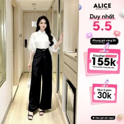 Thumbnail Set Áo Thô Tay Lửng Và Quần Thắt Eo Chéo Rubi Dáng Suông Alice Công Sở Thanh Lịch S716 1