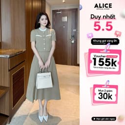 Thumbnail Set Váy Nữ Công Sở Cao Cấp Alice Chất Chéo Rubi Lót Lụa Áo Ngắn Tay Cổ Tàu Thanh Lịch Phối Chân Váy Xếp Ly Lệch Vạt S844 1