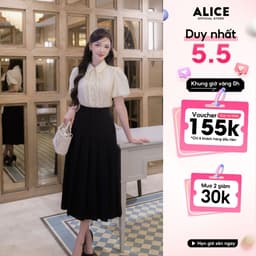Thumbnail Set Đồ Công Sở Áo Sơ Mi Cổ Đức Kèm Chân Váy Dáng Dài ALICE Thiết Kế Tay Bồng Xếp Li Ngực S675 1