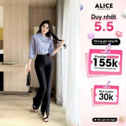Thumbnail Set Áo Sơ Mi Kẻ Lệch Vai Dài Tay Và Quần Ống Loe Chất Umi Alice Áo Xanh Chất Thô Thanh Lịch Công Sở S717 1