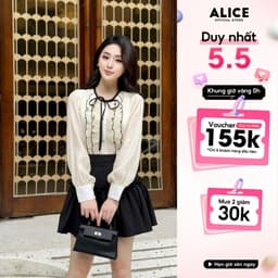 Thumbnail Set Váy Nữ Tiểu Thư Chất Tơ Crep Mềm Mại Alice, Áo Dài Tay Bồng Nhẹ Cổ Phối Bèo Dọc Kèm Chân Váy Chéo Rubi S788 1
