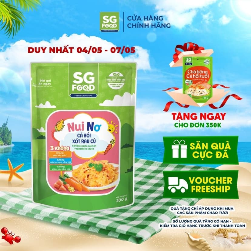 Ảnh Nui nơ Cá hồi xốt rau củ Sài Gòn Food 200g 1