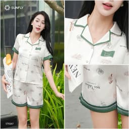 Thumbnail Bộ pijama nữ lụa latin SUNFLY áo cộc quần sooc ST9267 3