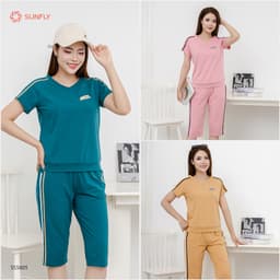 Thumbnail Bộ thể thao cotton SUNFLY áo cộc quần ngố SS5805 3