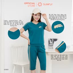 Thumbnail Bộ thể thao cotton SUNFLY áo cộc quần ngố SS5805 2