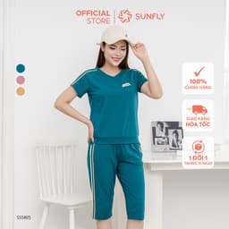Thumbnail Bộ thể thao cotton SUNFLY áo cộc quần ngố SS5805 1