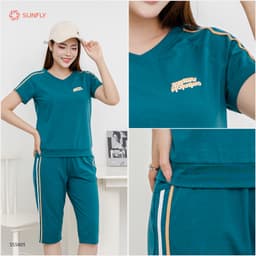 Thumbnail Bộ thể thao cotton SUNFLY áo cộc quần ngố SS5805 4