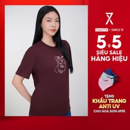 Thumbnail Áo Thun Nữ Couple TX Vải Sợi Bắp In Cao "Music On" Form Relax WTS 2408 1