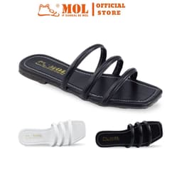 Thumbnail Dép nữ 3 quai ngang đế slim siêu mõng cao 1,3cm hiệu MOL HM8 hot trend (Form nhỏ cần tăng size) 1