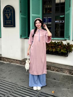 Thumbnail Set áo dài lụa gấm GAGO Brand áo tay lỡ quần vải lụa gấm cao cấp tôn dáng mặc Tết, đám cưới 2