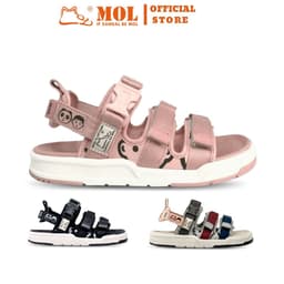 Thumbnail Sandal nữ MOL 3 quai ngang MS1801Be màu hồng phấn 1