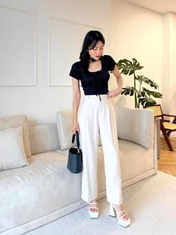 Thumbnail Quần Ống Rộng Thời Trang Nữ Cơ Bản Ống Suông Form Đứng Xếp 1 Ly Trước Cạp Cao GAGO GO4306 3