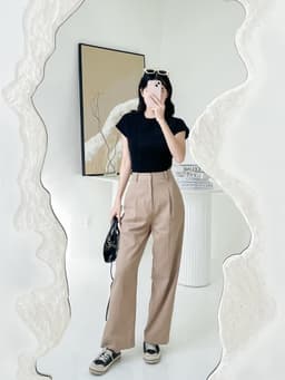 Thumbnail Quần Ống Rộng Thời Trang Nữ Cơ Bản Ống Suông Form Đứng Xếp 1 Ly Trước Cạp Cao GAGO GO4306 2