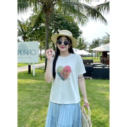 Thumbnail Áo phông nữ Quảng Châu in hình số 6 mã 3719 , chất cotton co giãn, thoáng mát kiểu dáng free size 4