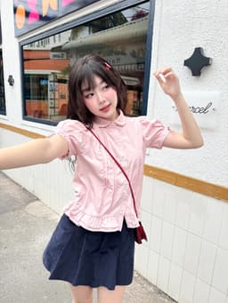 Thumbnail Áo sơ mi babydoll ngắn tay form suông GAGO Brand cổ lá sen cộc tay phù hợp đi chơi đi làm GA5101 3