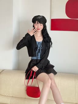 Thumbnail Áo khoác cardigan thun ren GAGO nữ dáng croptop, áo khoác nữ nhẹ mùa hè phong cách dạo phố tiểu thư GA4767 3