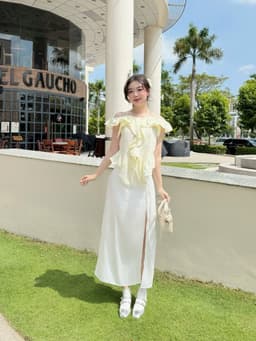 Thumbnail Áo hai dây trễ vai phối bèo GAGO Brand sang trọng tiểu thư bánh bèo cách điệu thời trang nữ GA4706 1