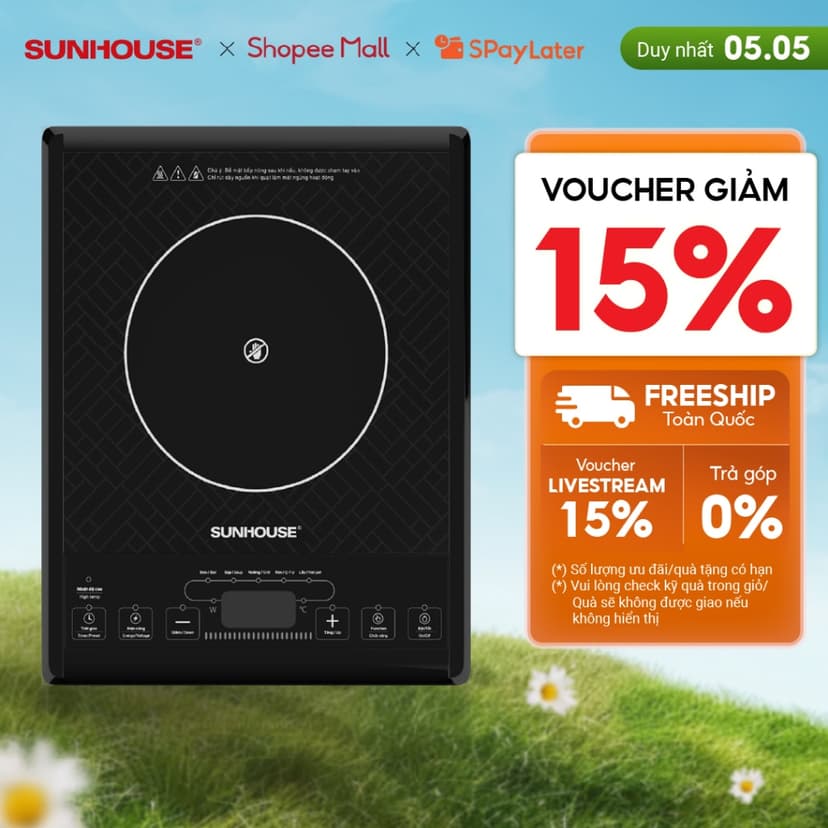 Ảnh Bếp đơn hồng ngoại Sunhouse SHD6011 - Công suất 2000W - Phím bấm điện tử - 5 chế độ nấu - Bảo hành 12 tháng 1