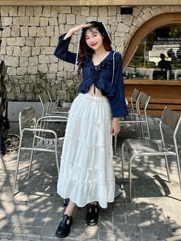 Thumbnail Áo sơ mi cổ bèo GAGO Brand nữ cổ V tay dài thắt dây thời trang, áo nữ phong cách tiểu thư GA4708 4638 2
