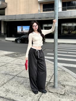 Thumbnail Áo Thun GAGO Brand Cotton Phối Cổ Bèo Tay Dài Phong Cách Hàn Quốc Tiểu Thư Sang Chảnh Thoải Mái GA5099 1