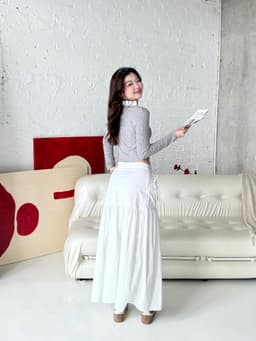 Thumbnail Áo Thun GAGO Brand Cotton Phối Cổ Bèo Tay Dài Phong Cách Hàn Quốc Tiểu Thư Sang Chảnh Thoải Mái GA5099 3