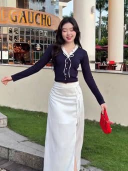 Thumbnail Áo Thun GAGO Brand Cotton Phối Cổ Bèo Tay Dài Phong Cách Hàn Quốc Tiểu Thư Sang Chảnh Thoải Mái GA5099 2